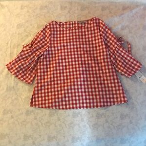 Red checkered long sleeve top❤️